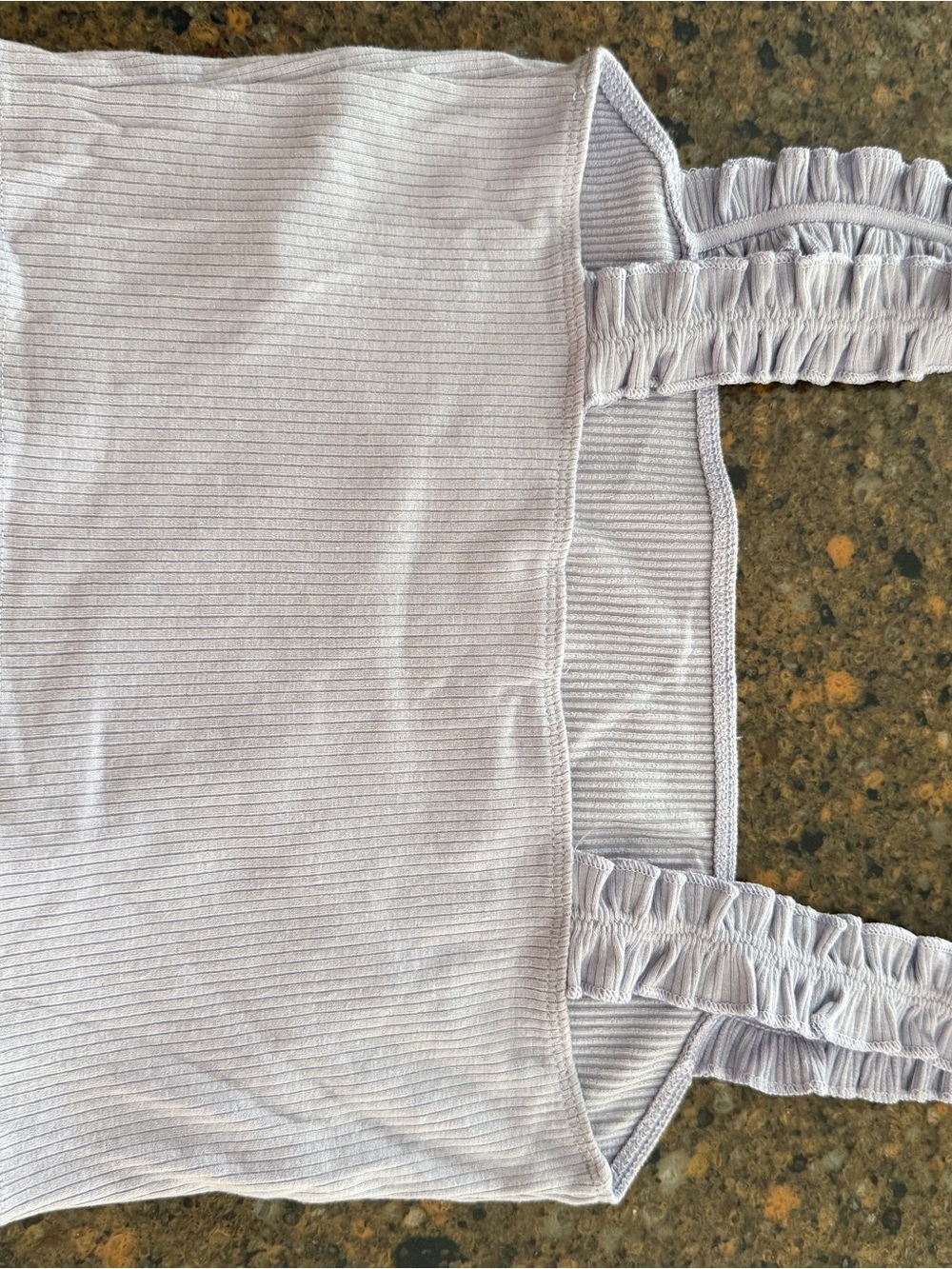 Sunday Best Lavender Ribbed Ruffle-Strap Crop Top - Picture 2 of 5